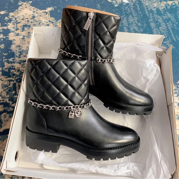 Michael kors Elsa Quilted Leather Chain Boot size6 - Picture 1 of 10